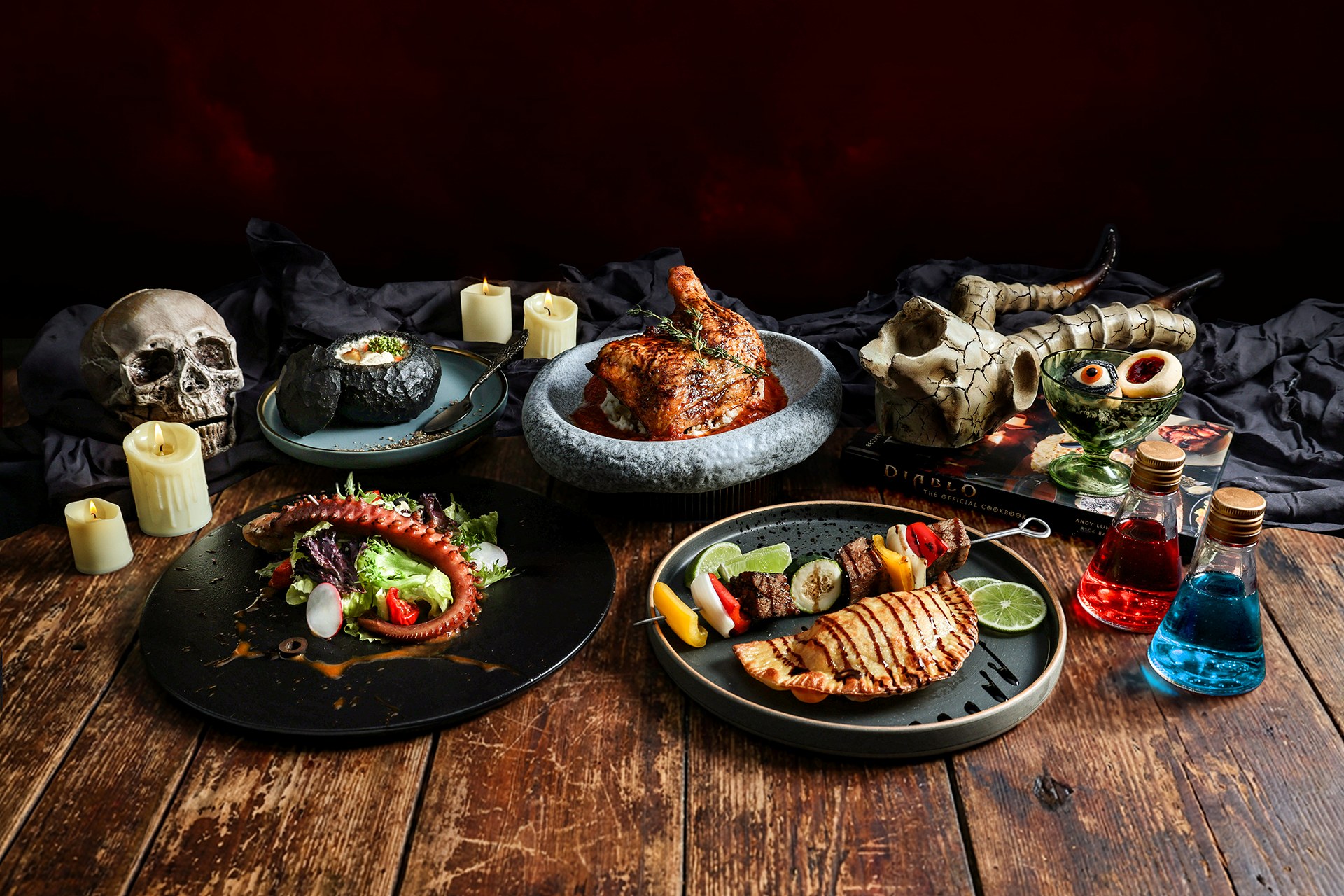暴雪娛樂宣布攜手台北六福萬怡酒店推出《暗黑破壞神》主題餐「聖休亞瑞集結宴」，以官方食譜書為靈感，提供多道特色料理與角色限定啤酒.jpg