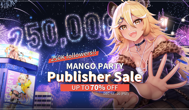 關注突破 25 萬感謝祭！芒果派對發行商 Steam 特賣 12/12 開跑